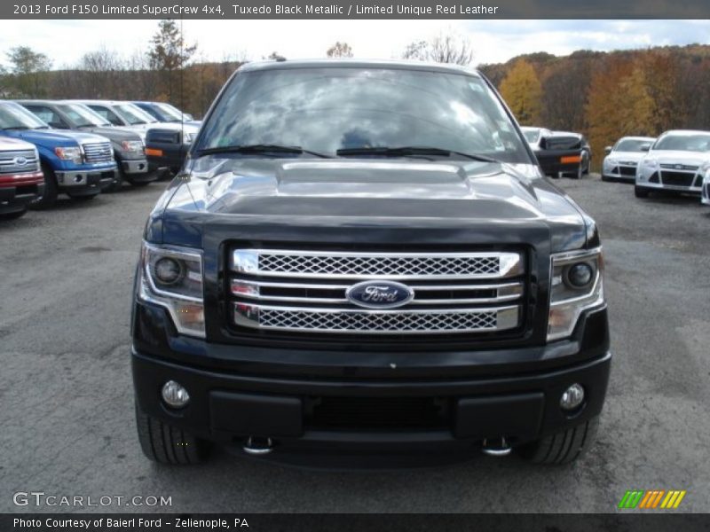 Tuxedo Black Metallic / Limited Unique Red Leather 2013 Ford F150 Limited SuperCrew 4x4