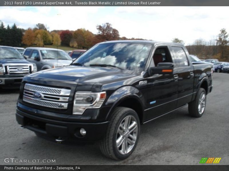 Tuxedo Black Metallic / Limited Unique Red Leather 2013 Ford F150 Limited SuperCrew 4x4