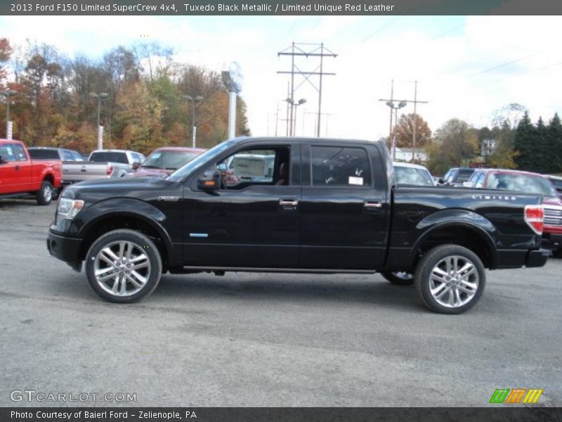 Tuxedo Black Metallic / Limited Unique Red Leather 2013 Ford F150 Limited SuperCrew 4x4