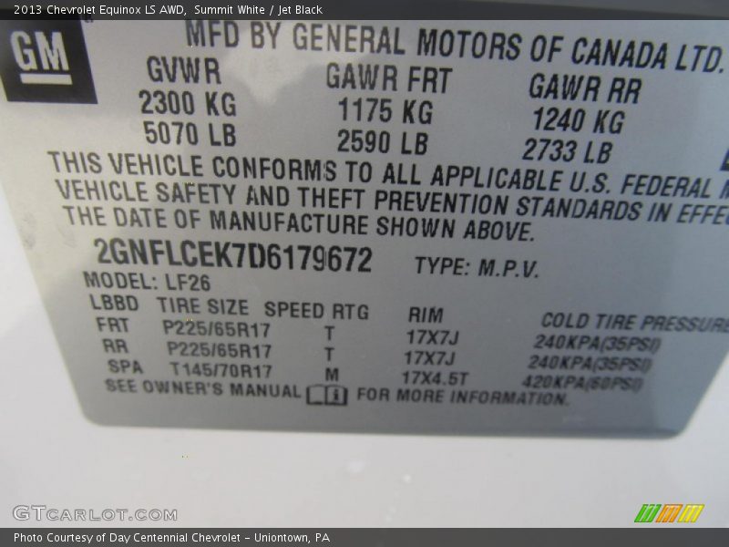 Summit White / Jet Black 2013 Chevrolet Equinox LS AWD
