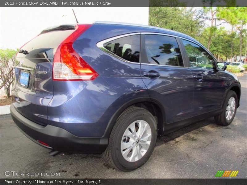 Twilight Blue Metallic / Gray 2013 Honda CR-V EX-L AWD