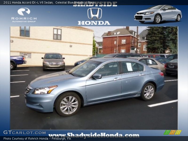 Celestial Blue Metallic / Black 2011 Honda Accord EX-L V6 Sedan