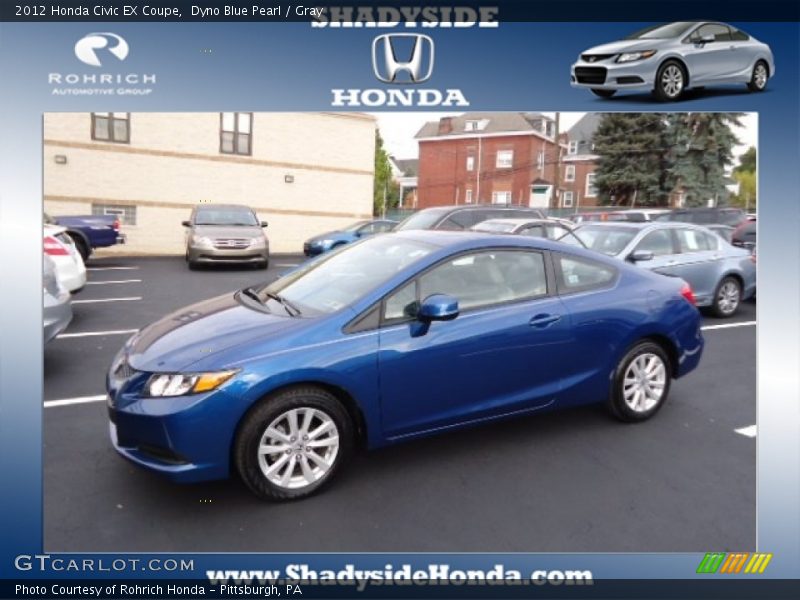 Dyno Blue Pearl / Gray 2012 Honda Civic EX Coupe