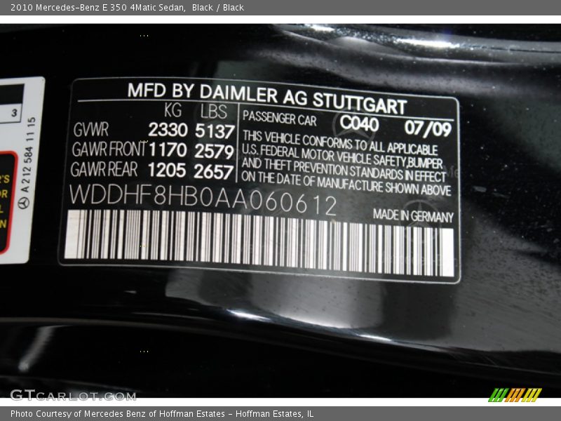 Black / Black 2010 Mercedes-Benz E 350 4Matic Sedan