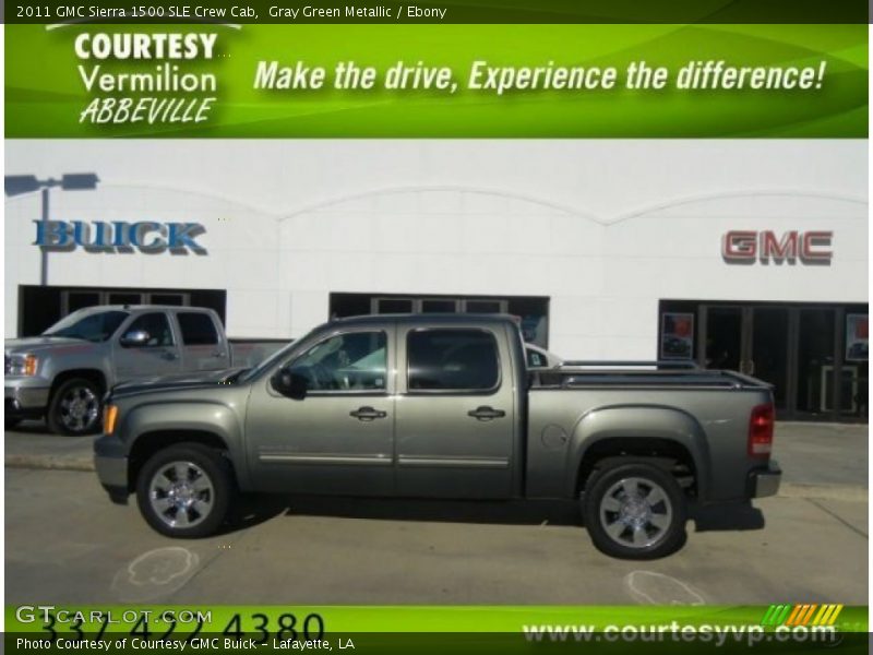 Gray Green Metallic / Ebony 2011 GMC Sierra 1500 SLE Crew Cab