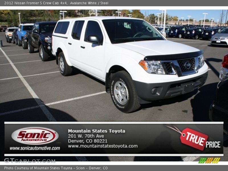 Avalanche White / Steel 2012 Nissan Frontier S Crew Cab 4x4