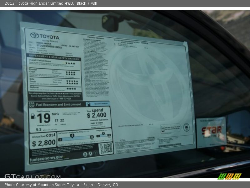 Black / Ash 2013 Toyota Highlander Limited 4WD