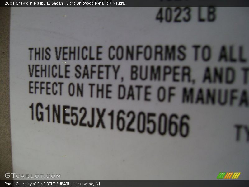 Light Driftwood Metallic / Neutral 2001 Chevrolet Malibu LS Sedan