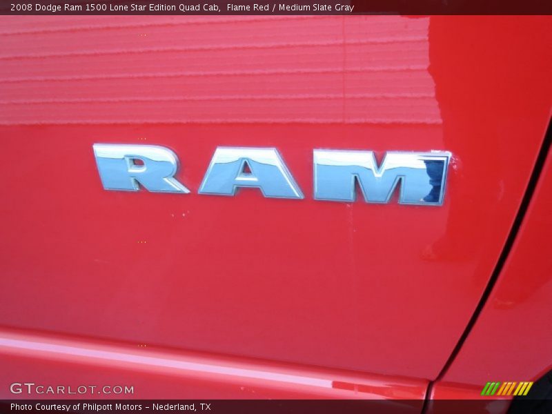 Flame Red / Medium Slate Gray 2008 Dodge Ram 1500 Lone Star Edition Quad Cab