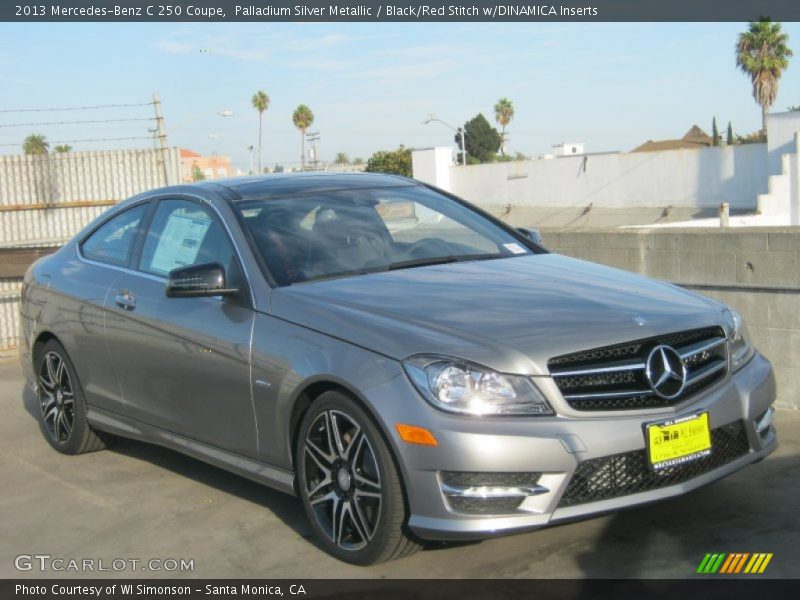 Palladium Silver Metallic / Black/Red Stitch w/DINAMICA Inserts 2013 Mercedes-Benz C 250 Coupe