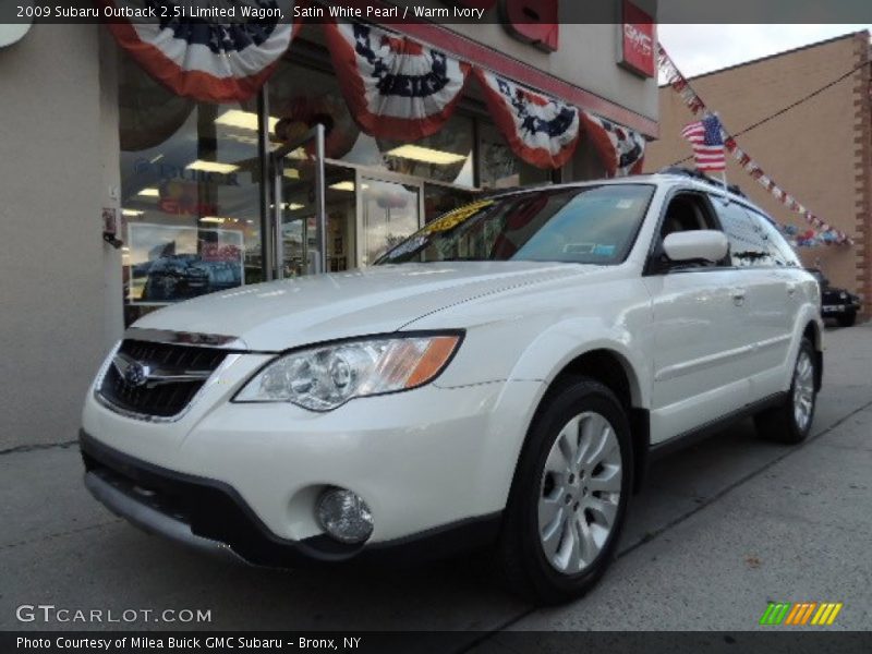 Satin White Pearl / Warm Ivory 2009 Subaru Outback 2.5i Limited Wagon