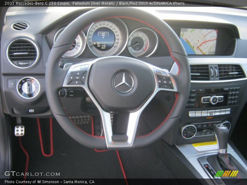 Palladium Silver Metallic / Black/Red Stitch w/DINAMICA Inserts 2013 Mercedes-Benz C 250 Coupe