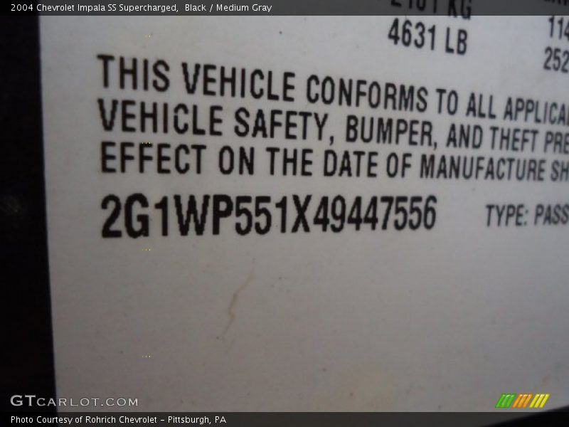 Black / Medium Gray 2004 Chevrolet Impala SS Supercharged