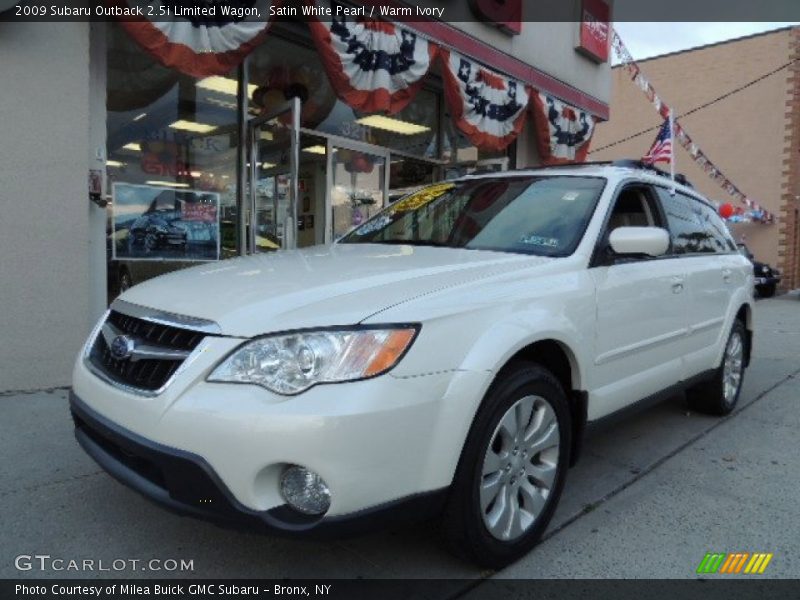 Satin White Pearl / Warm Ivory 2009 Subaru Outback 2.5i Limited Wagon