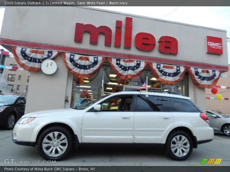 Satin White Pearl / Warm Ivory 2009 Subaru Outback 2.5i Limited Wagon