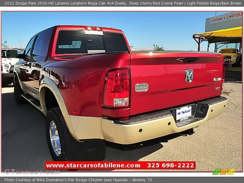 Deep Cherry Red Crystal Pearl / Light Pebble Beige/Bark Brown 2012 Dodge Ram 3500 HD Laramie Longhorn Mega Cab 4x4 Dually