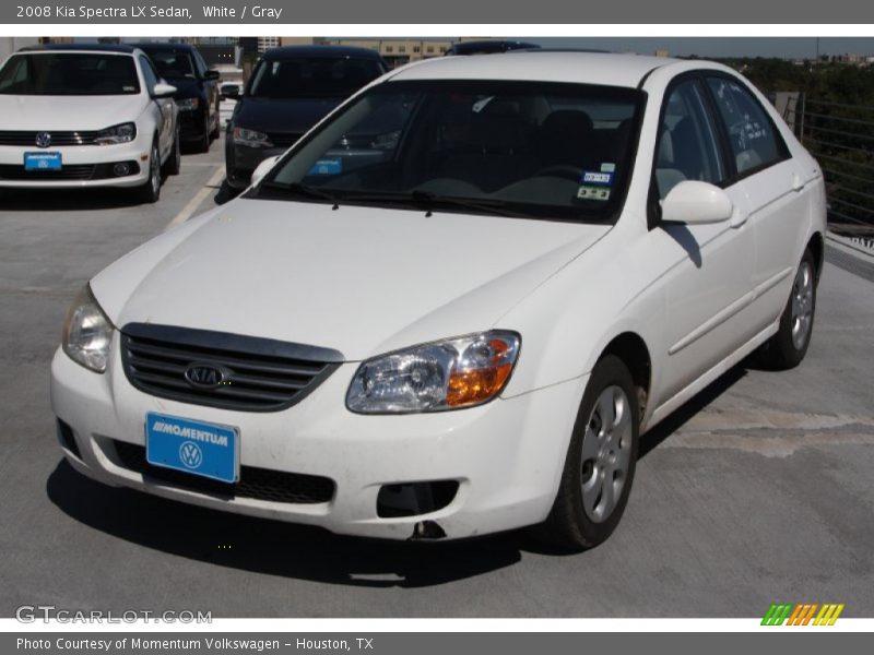 White / Gray 2008 Kia Spectra LX Sedan