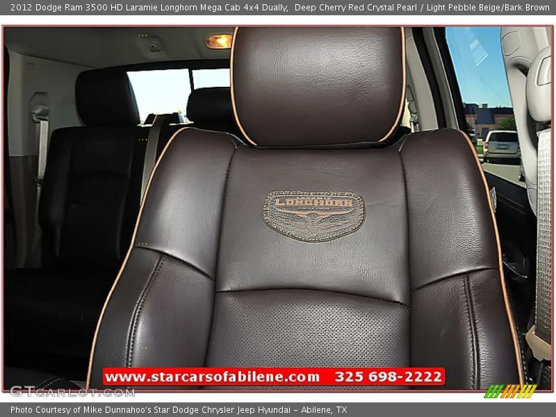 Deep Cherry Red Crystal Pearl / Light Pebble Beige/Bark Brown 2012 Dodge Ram 3500 HD Laramie Longhorn Mega Cab 4x4 Dually