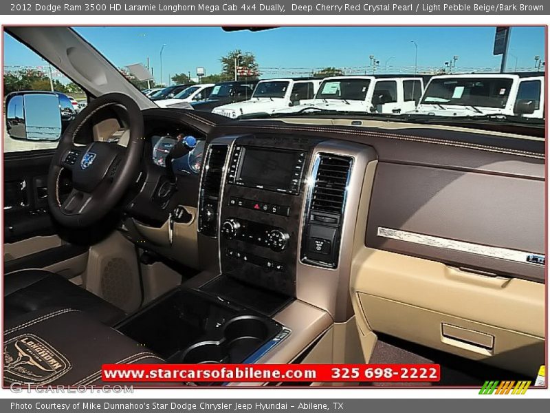 Deep Cherry Red Crystal Pearl / Light Pebble Beige/Bark Brown 2012 Dodge Ram 3500 HD Laramie Longhorn Mega Cab 4x4 Dually