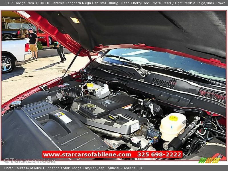 Deep Cherry Red Crystal Pearl / Light Pebble Beige/Bark Brown 2012 Dodge Ram 3500 HD Laramie Longhorn Mega Cab 4x4 Dually