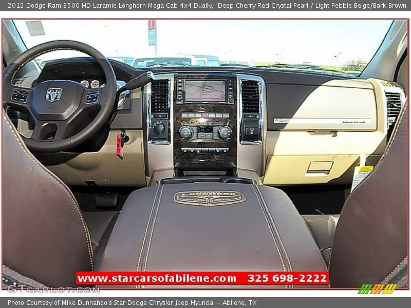 Deep Cherry Red Crystal Pearl / Light Pebble Beige/Bark Brown 2012 Dodge Ram 3500 HD Laramie Longhorn Mega Cab 4x4 Dually