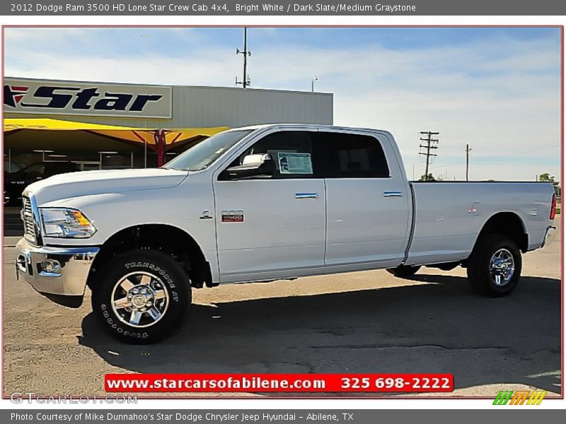 Bright White / Dark Slate/Medium Graystone 2012 Dodge Ram 3500 HD Lone Star Crew Cab 4x4