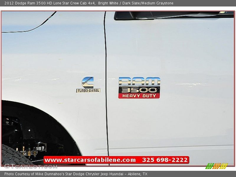 Bright White / Dark Slate/Medium Graystone 2012 Dodge Ram 3500 HD Lone Star Crew Cab 4x4