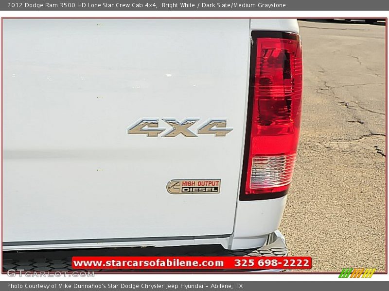 Bright White / Dark Slate/Medium Graystone 2012 Dodge Ram 3500 HD Lone Star Crew Cab 4x4
