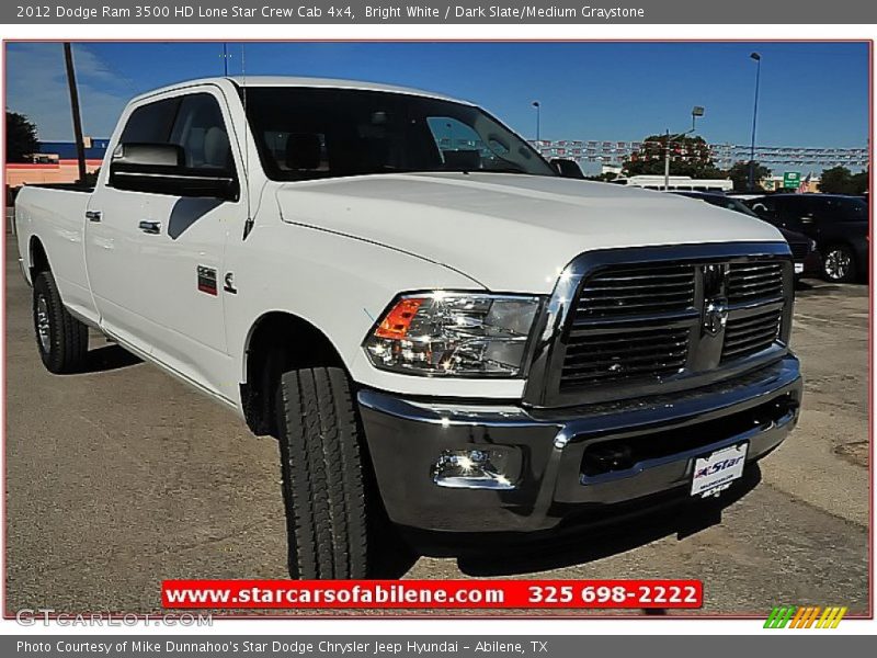 Bright White / Dark Slate/Medium Graystone 2012 Dodge Ram 3500 HD Lone Star Crew Cab 4x4