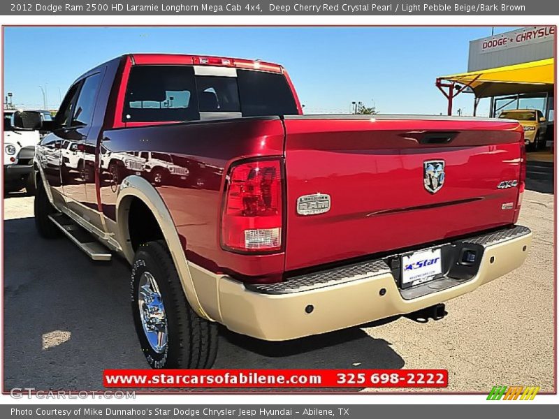 Deep Cherry Red Crystal Pearl / Light Pebble Beige/Bark Brown 2012 Dodge Ram 2500 HD Laramie Longhorn Mega Cab 4x4