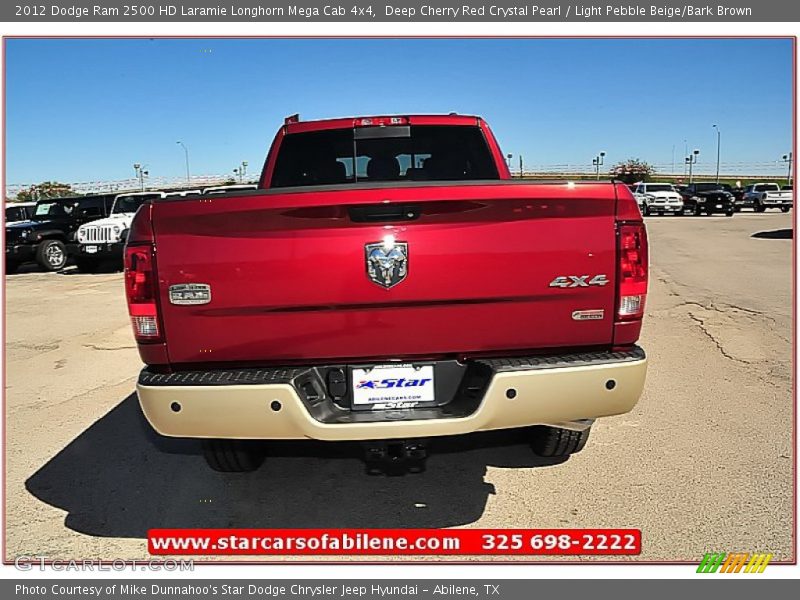 Deep Cherry Red Crystal Pearl / Light Pebble Beige/Bark Brown 2012 Dodge Ram 2500 HD Laramie Longhorn Mega Cab 4x4