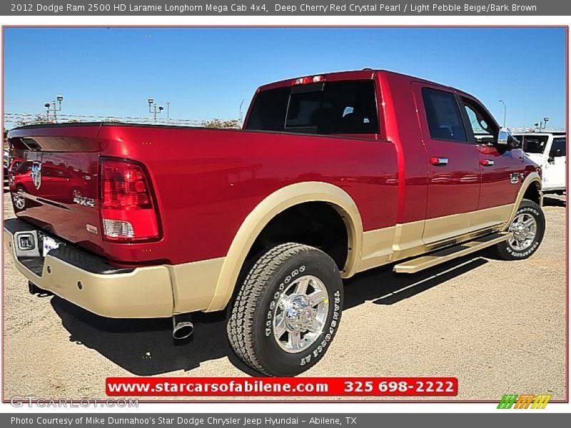 Deep Cherry Red Crystal Pearl / Light Pebble Beige/Bark Brown 2012 Dodge Ram 2500 HD Laramie Longhorn Mega Cab 4x4