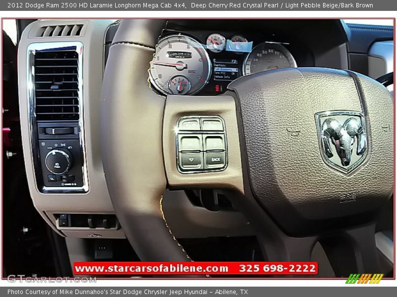 Deep Cherry Red Crystal Pearl / Light Pebble Beige/Bark Brown 2012 Dodge Ram 2500 HD Laramie Longhorn Mega Cab 4x4