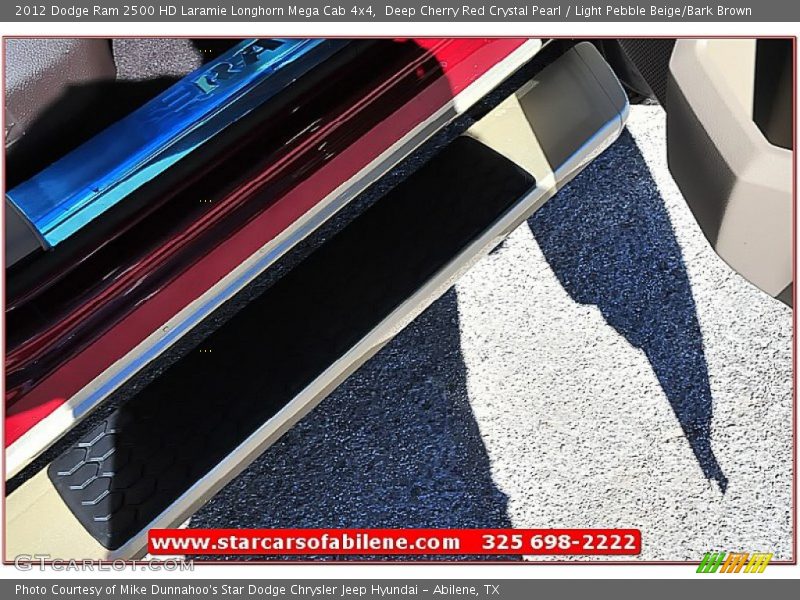 Deep Cherry Red Crystal Pearl / Light Pebble Beige/Bark Brown 2012 Dodge Ram 2500 HD Laramie Longhorn Mega Cab 4x4