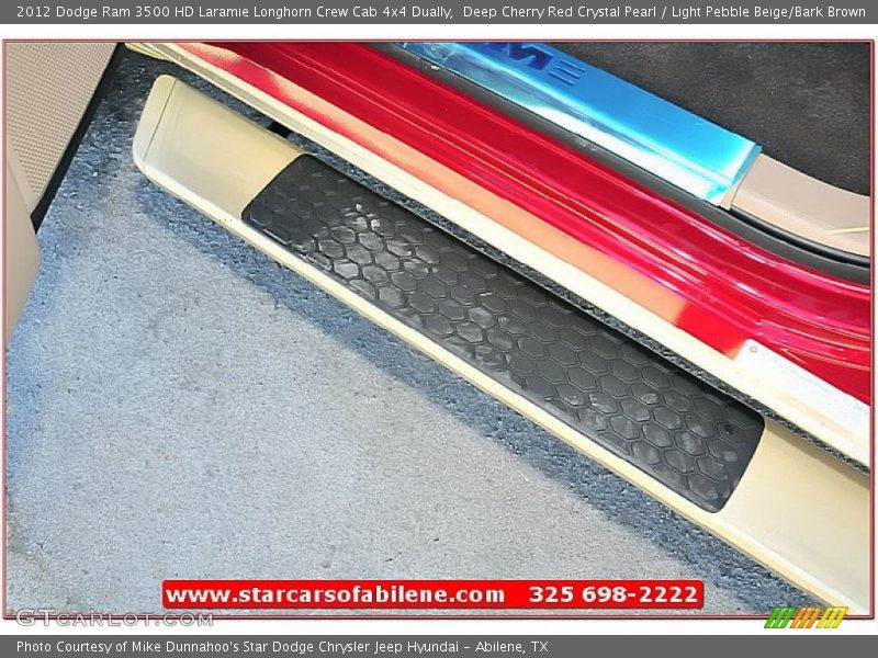 Deep Cherry Red Crystal Pearl / Light Pebble Beige/Bark Brown 2012 Dodge Ram 3500 HD Laramie Longhorn Crew Cab 4x4 Dually
