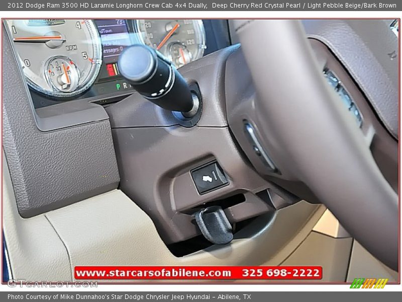 Deep Cherry Red Crystal Pearl / Light Pebble Beige/Bark Brown 2012 Dodge Ram 3500 HD Laramie Longhorn Crew Cab 4x4 Dually