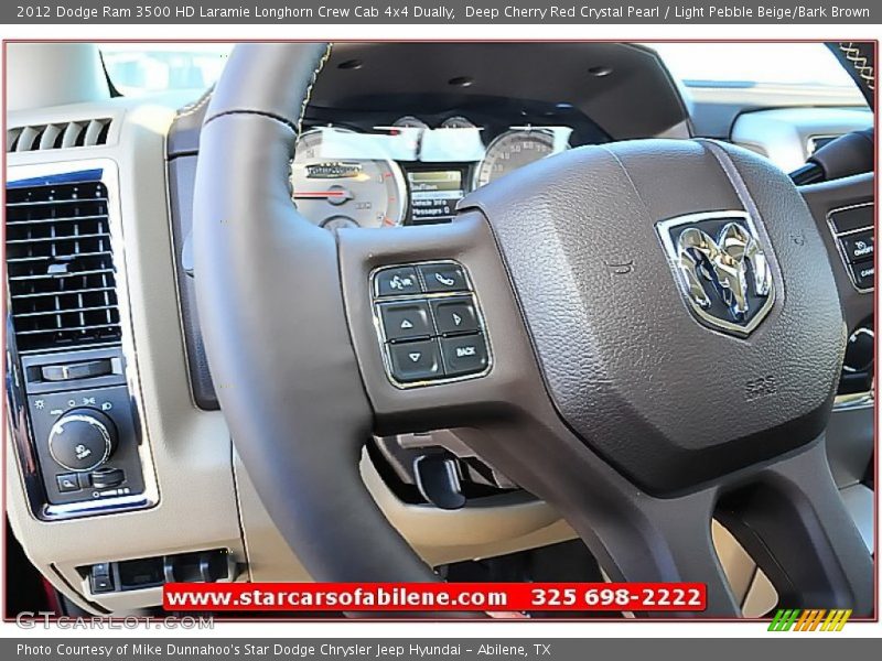 Deep Cherry Red Crystal Pearl / Light Pebble Beige/Bark Brown 2012 Dodge Ram 3500 HD Laramie Longhorn Crew Cab 4x4 Dually