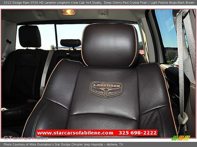 Deep Cherry Red Crystal Pearl / Light Pebble Beige/Bark Brown 2012 Dodge Ram 3500 HD Laramie Longhorn Crew Cab 4x4 Dually