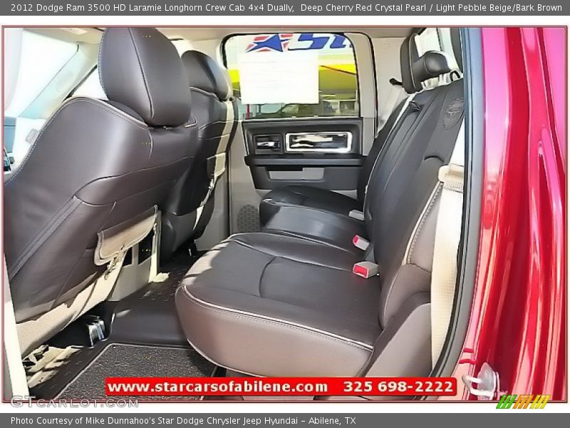 Deep Cherry Red Crystal Pearl / Light Pebble Beige/Bark Brown 2012 Dodge Ram 3500 HD Laramie Longhorn Crew Cab 4x4 Dually
