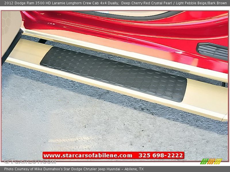 Deep Cherry Red Crystal Pearl / Light Pebble Beige/Bark Brown 2012 Dodge Ram 3500 HD Laramie Longhorn Crew Cab 4x4 Dually