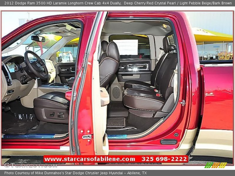 Deep Cherry Red Crystal Pearl / Light Pebble Beige/Bark Brown 2012 Dodge Ram 3500 HD Laramie Longhorn Crew Cab 4x4 Dually