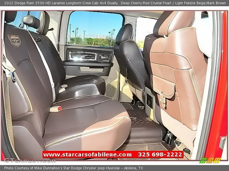 Deep Cherry Red Crystal Pearl / Light Pebble Beige/Bark Brown 2012 Dodge Ram 3500 HD Laramie Longhorn Crew Cab 4x4 Dually