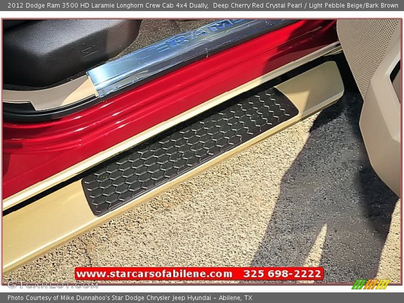 Deep Cherry Red Crystal Pearl / Light Pebble Beige/Bark Brown 2012 Dodge Ram 3500 HD Laramie Longhorn Crew Cab 4x4 Dually