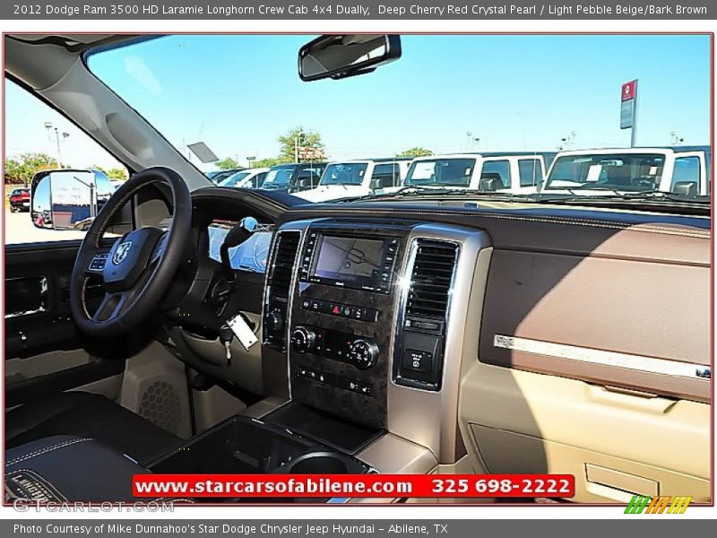 Deep Cherry Red Crystal Pearl / Light Pebble Beige/Bark Brown 2012 Dodge Ram 3500 HD Laramie Longhorn Crew Cab 4x4 Dually
