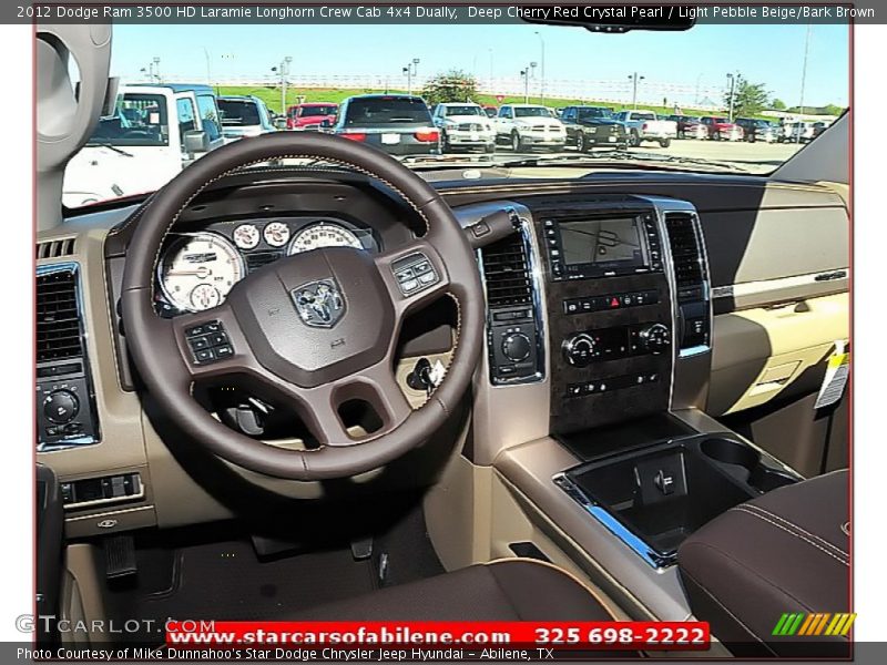 Deep Cherry Red Crystal Pearl / Light Pebble Beige/Bark Brown 2012 Dodge Ram 3500 HD Laramie Longhorn Crew Cab 4x4 Dually