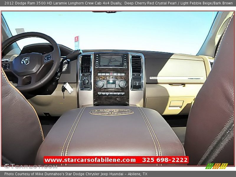 Deep Cherry Red Crystal Pearl / Light Pebble Beige/Bark Brown 2012 Dodge Ram 3500 HD Laramie Longhorn Crew Cab 4x4 Dually