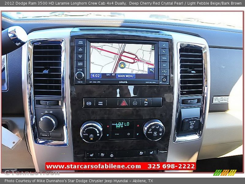 Deep Cherry Red Crystal Pearl / Light Pebble Beige/Bark Brown 2012 Dodge Ram 3500 HD Laramie Longhorn Crew Cab 4x4 Dually