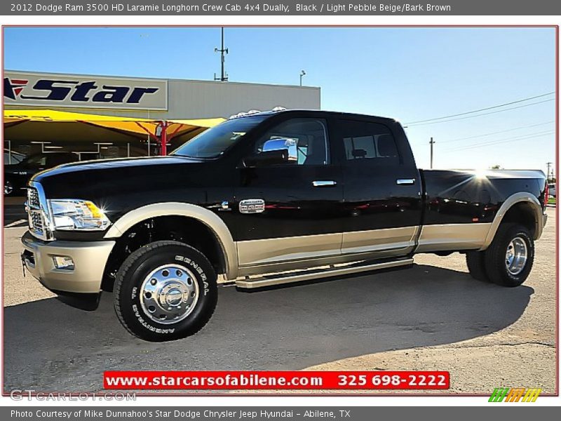 Black / Light Pebble Beige/Bark Brown 2012 Dodge Ram 3500 HD Laramie Longhorn Crew Cab 4x4 Dually