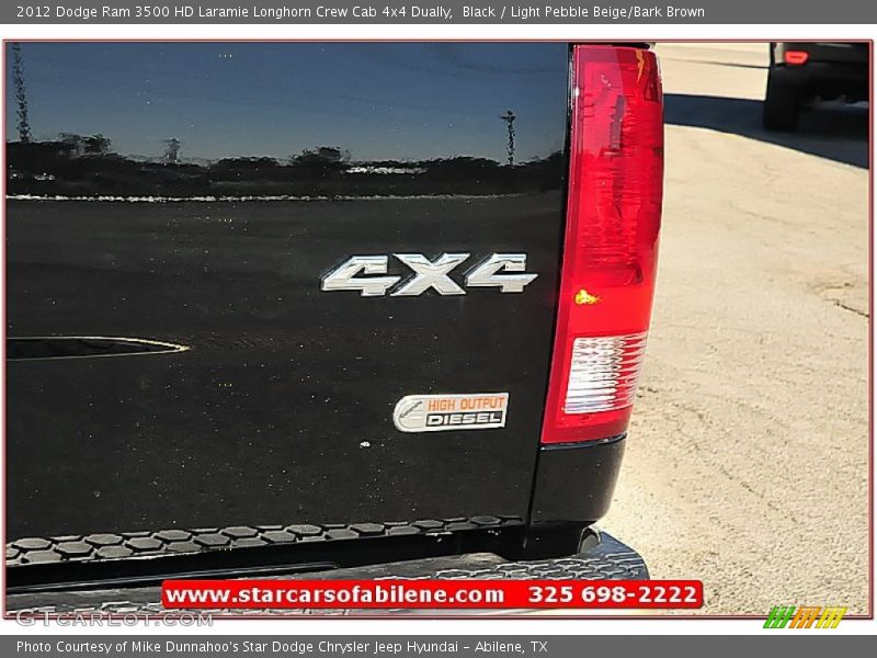 Black / Light Pebble Beige/Bark Brown 2012 Dodge Ram 3500 HD Laramie Longhorn Crew Cab 4x4 Dually