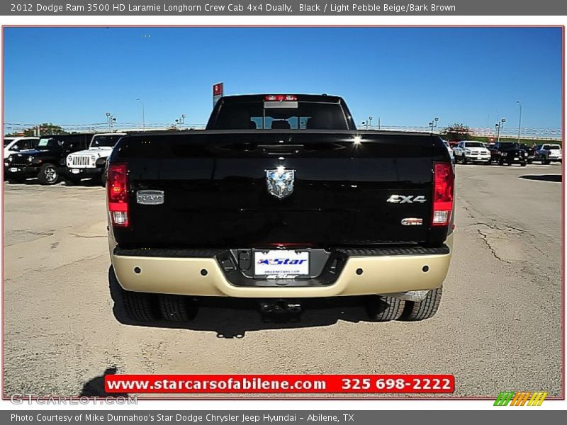 Black / Light Pebble Beige/Bark Brown 2012 Dodge Ram 3500 HD Laramie Longhorn Crew Cab 4x4 Dually